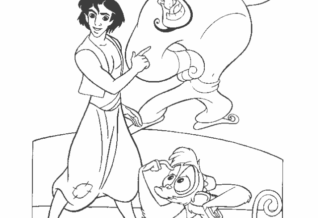 Aladdin, Genio e Abu disegni da colorare gratis