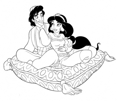 Aladdin e Jasmine 2 disegni da colorare gratis