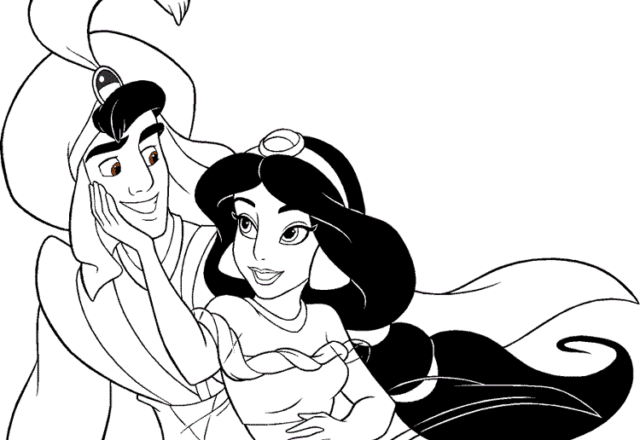 Aladdin e Jasmine 7 disegni da colorare gratis