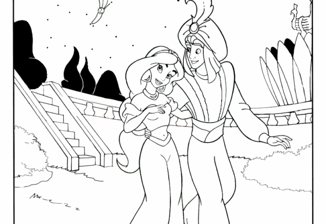 Aladdin e Jasmine 8 disegni da colorare gratis