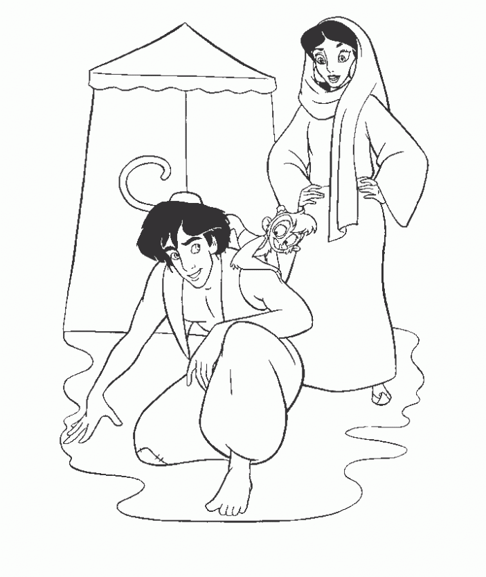 Aladdin e Jasmine 9 disegni da colorare gratis