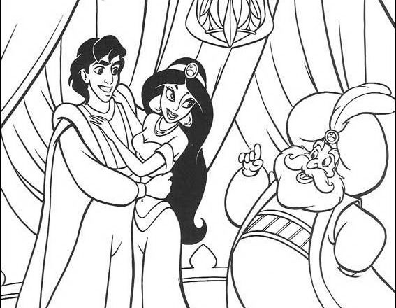 Aladdin e Jasmine disegni da colorare gratis
