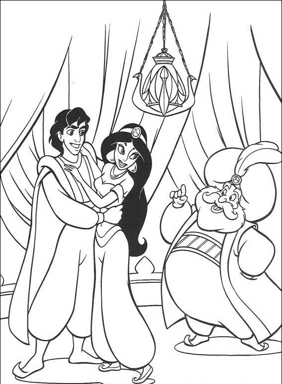 Aladdin e Jasmine disegni da colorare gratis