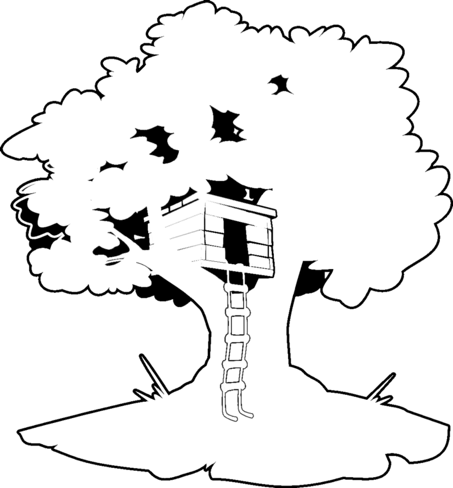 Albero con casa sull’ albero disegni per bambini