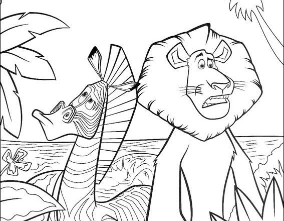 Alex il leone e Martin la zebra personaggi Madagascar da colorare