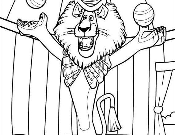 Alex il leone giocoliere disegno da colorare Madagascar