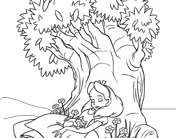 Alice dorme sotto l’ albero disegno da colorare gratis