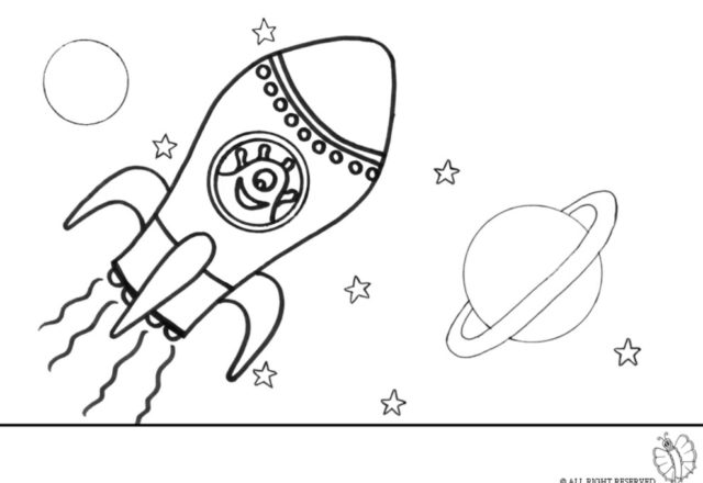 Alieno che lascia la Terra con Space Shuttle disegno da colorare
