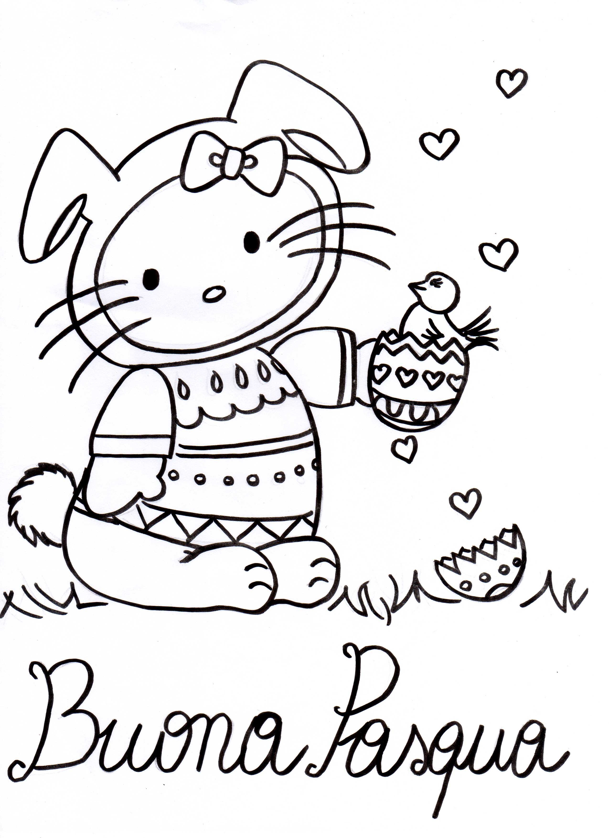 Altro Hello Kitty Buona Pasqua disegno da colorare