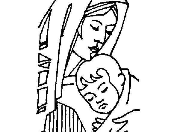 Altro disegno da colorare Madonna con bambino