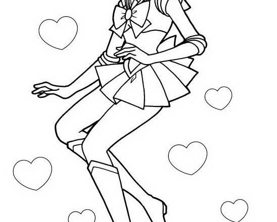 Amy Sailor Mercury tra i cuoricini disegni da colorare Sailor Moon