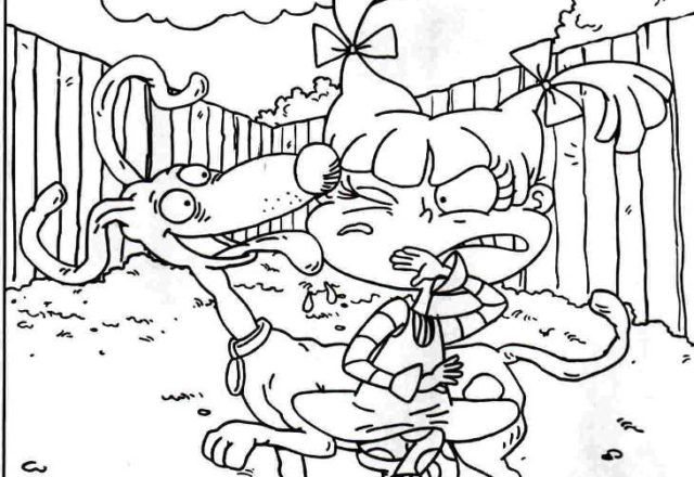 Angelica e il cane Spike I Rugrats disegno da colorare
