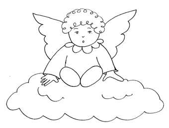 Angelo bimbo seduto sulle nuvole