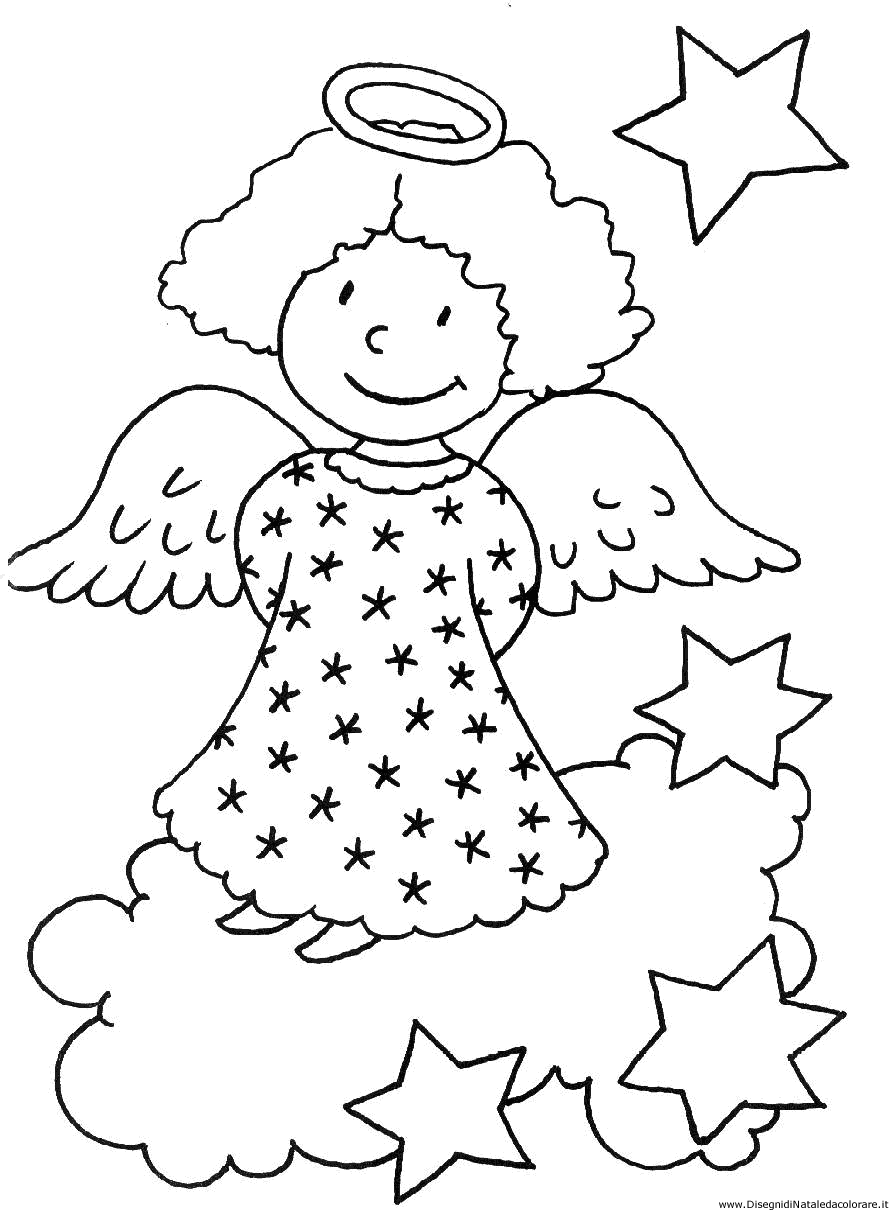 Angelo con stelline sulle nuvole immagini per bambini gratis