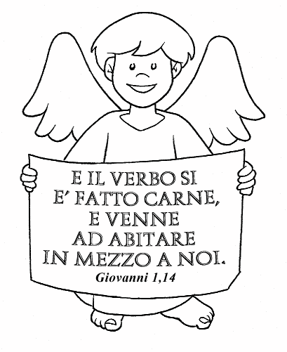 Angelo con testo del Vangelo disegno da colorare