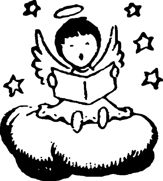Angioletto piccolo angelo che canta sulle nuvole da colorare