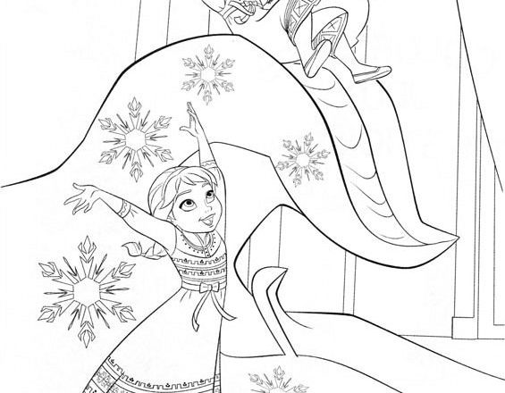 Anna e Elsa da piccole disegni da colorare gratis