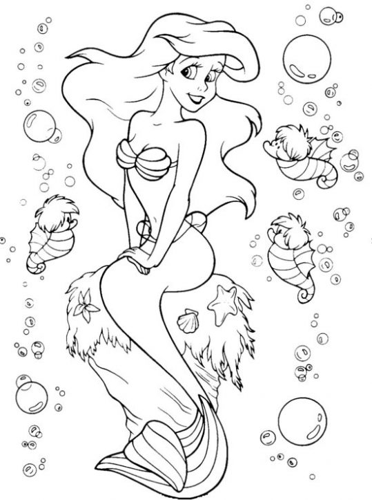 Ariel con i cavallucci disegni da colorare gratis