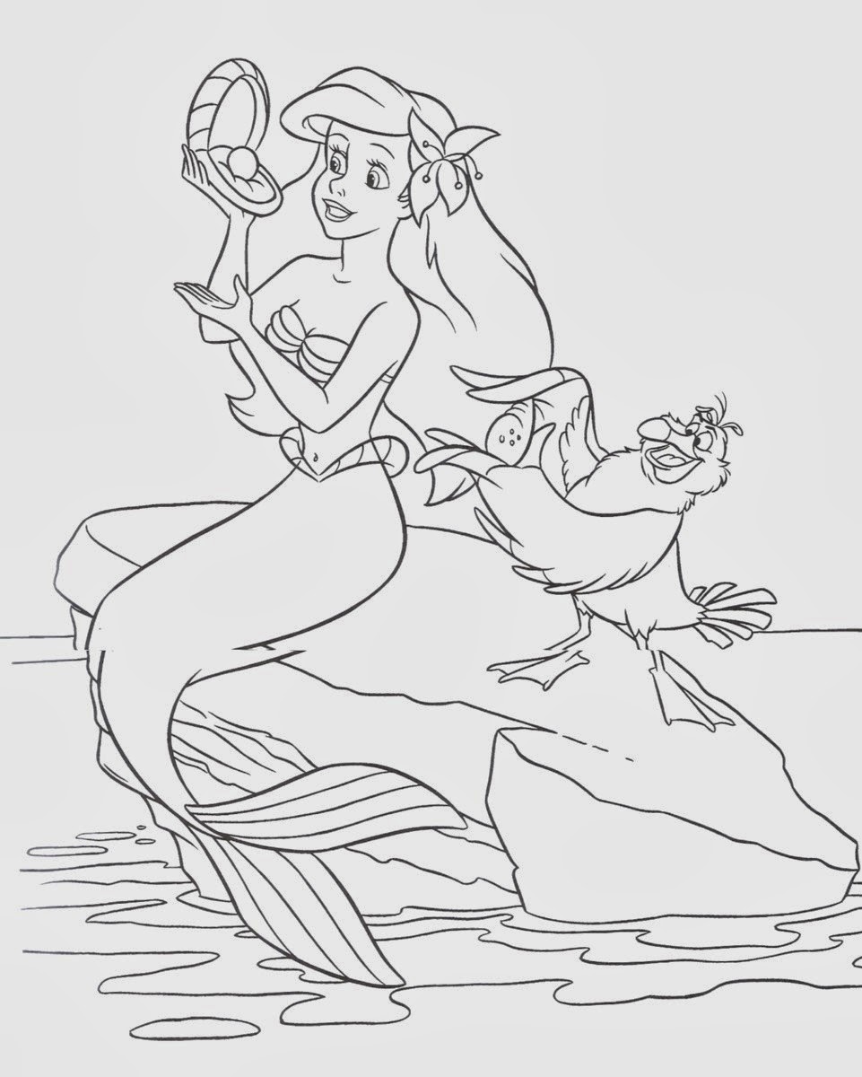 Ariel con la perla disegni da colorare gratis