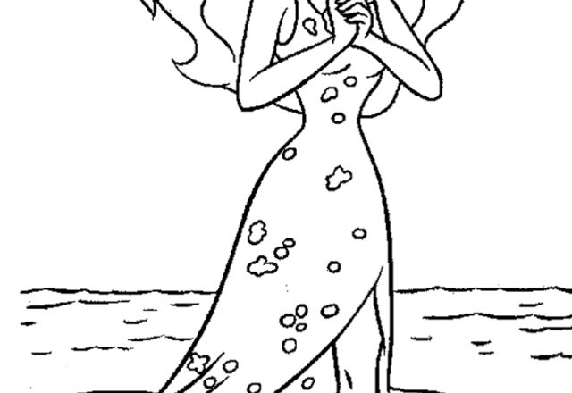 Ariel con un bel vestito disegni da colorare gratis