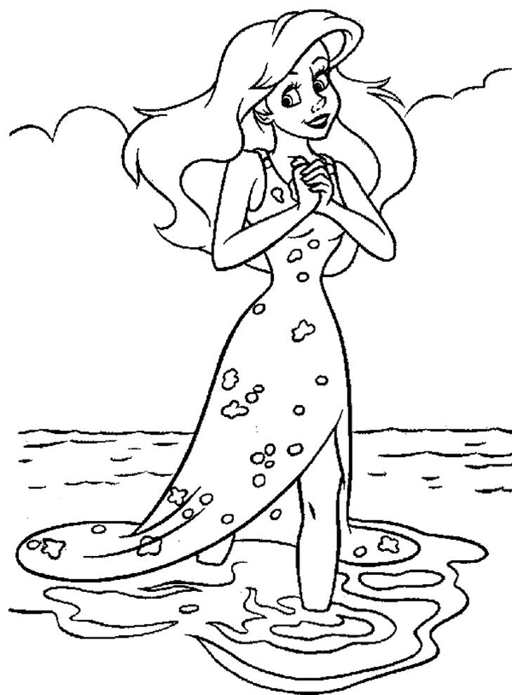 Ariel con un bel vestito disegni da colorare gratis