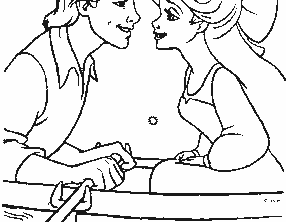 Ariel e Eric innamorati disegni da colorare gratis
