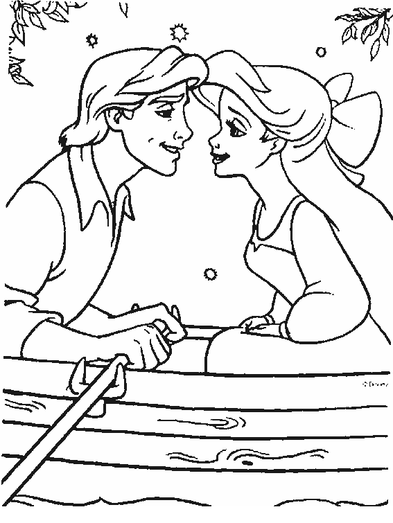 Ariel e Eric innamorati disegni da colorare gratis