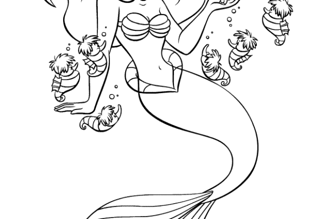 Ariel e i cavallucci marini disegni da colorare gratis