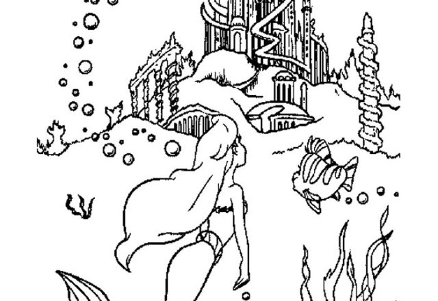 Ariel e il suo castello disegni da colorare gratis