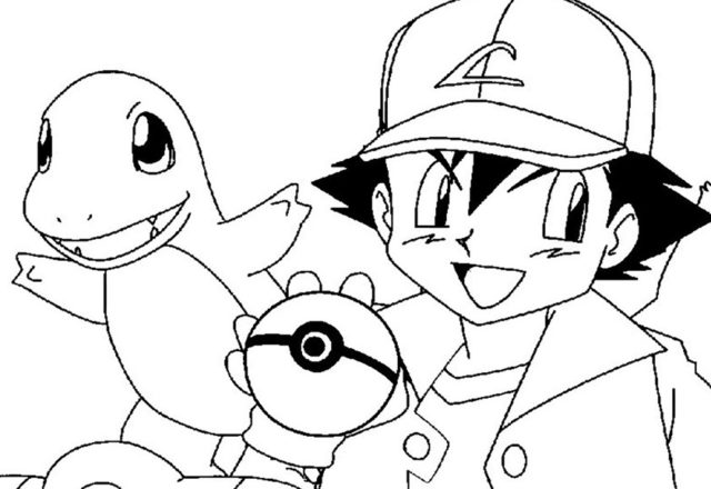 Ash e Charmander Pokemon da colorare