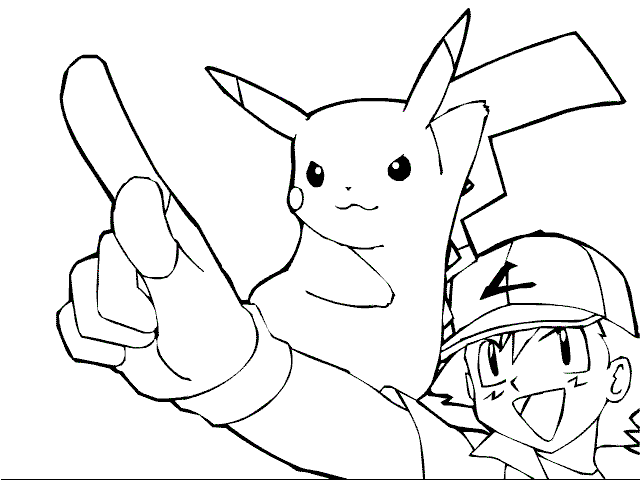 Ash e Pikachu disegno da colorare
