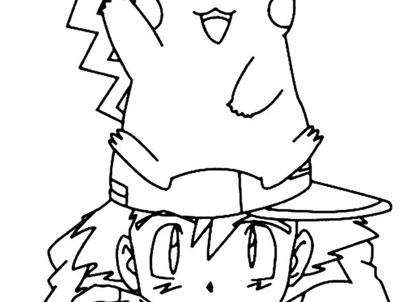 Ash e Pikachu disegno per bimbi