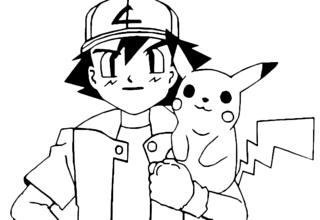 Ash e Pikachu risoluti disegni da colorare