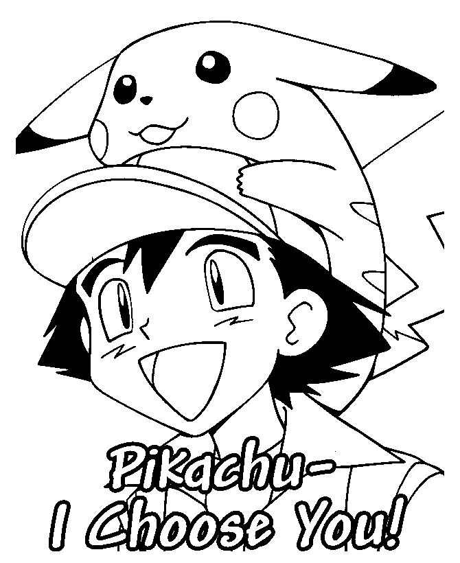 Ash sceglie Pikachu da colorare gratuitamente