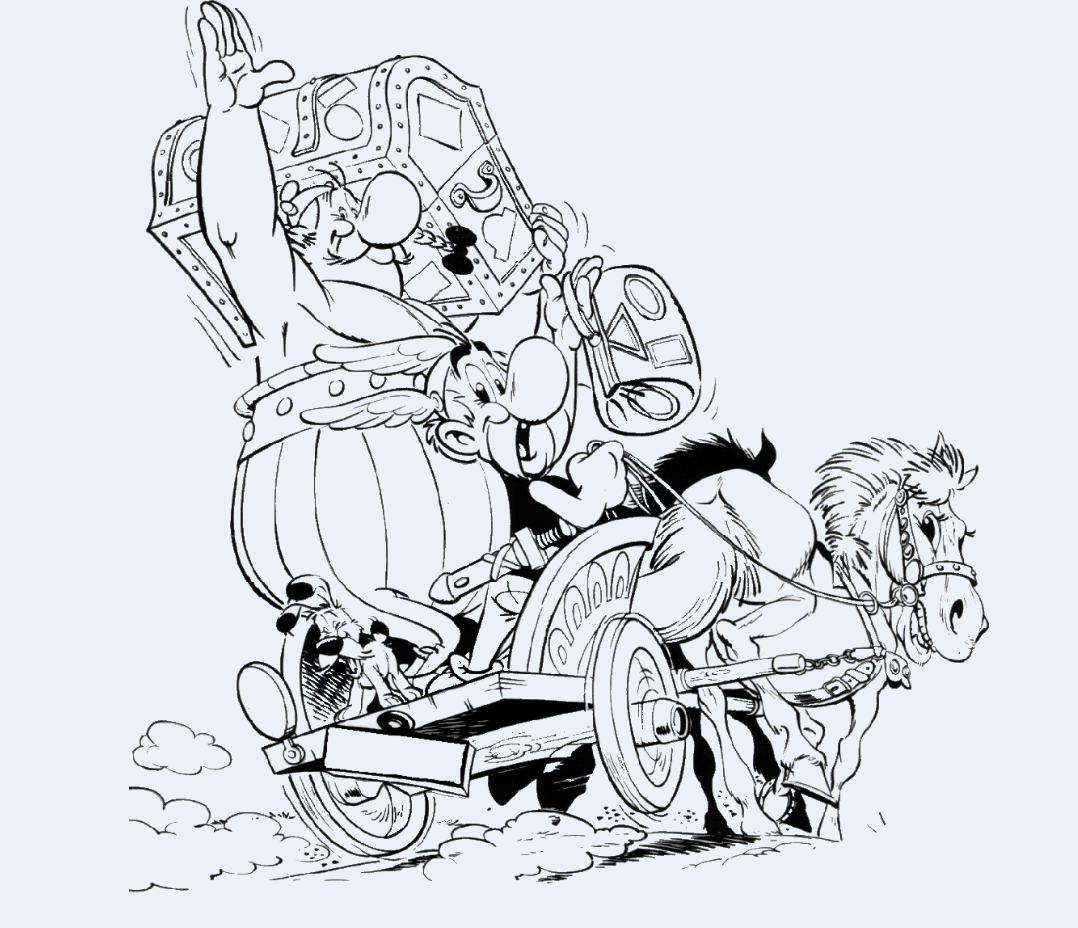 Asterix e Obelix in carrozza disegno da colorare