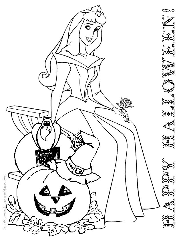 Aurora ad Halloween disegni da colorare gratis