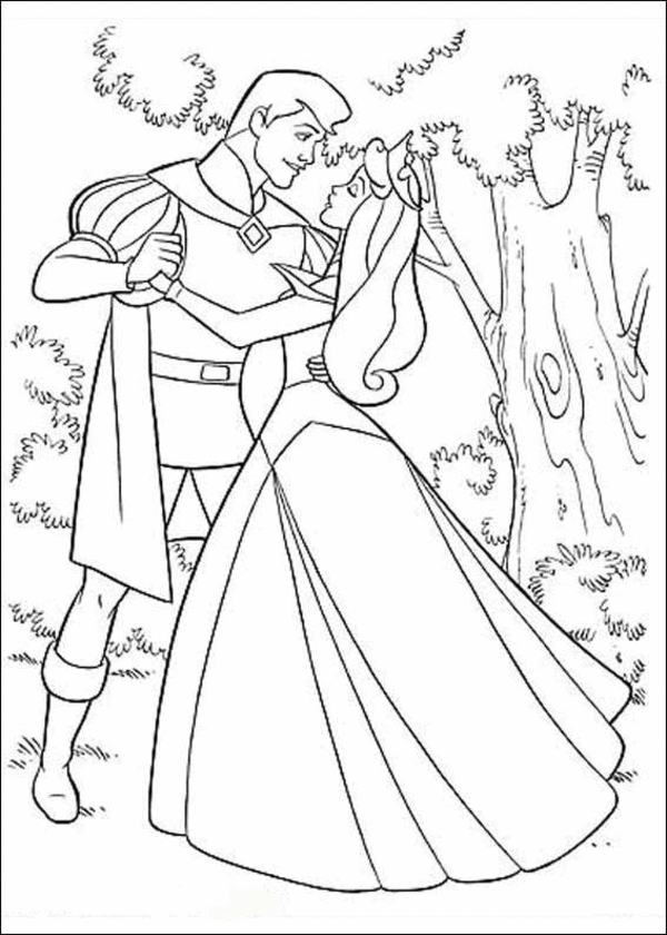 Aurora e Filippo nel bosco disegni da colorare gratis