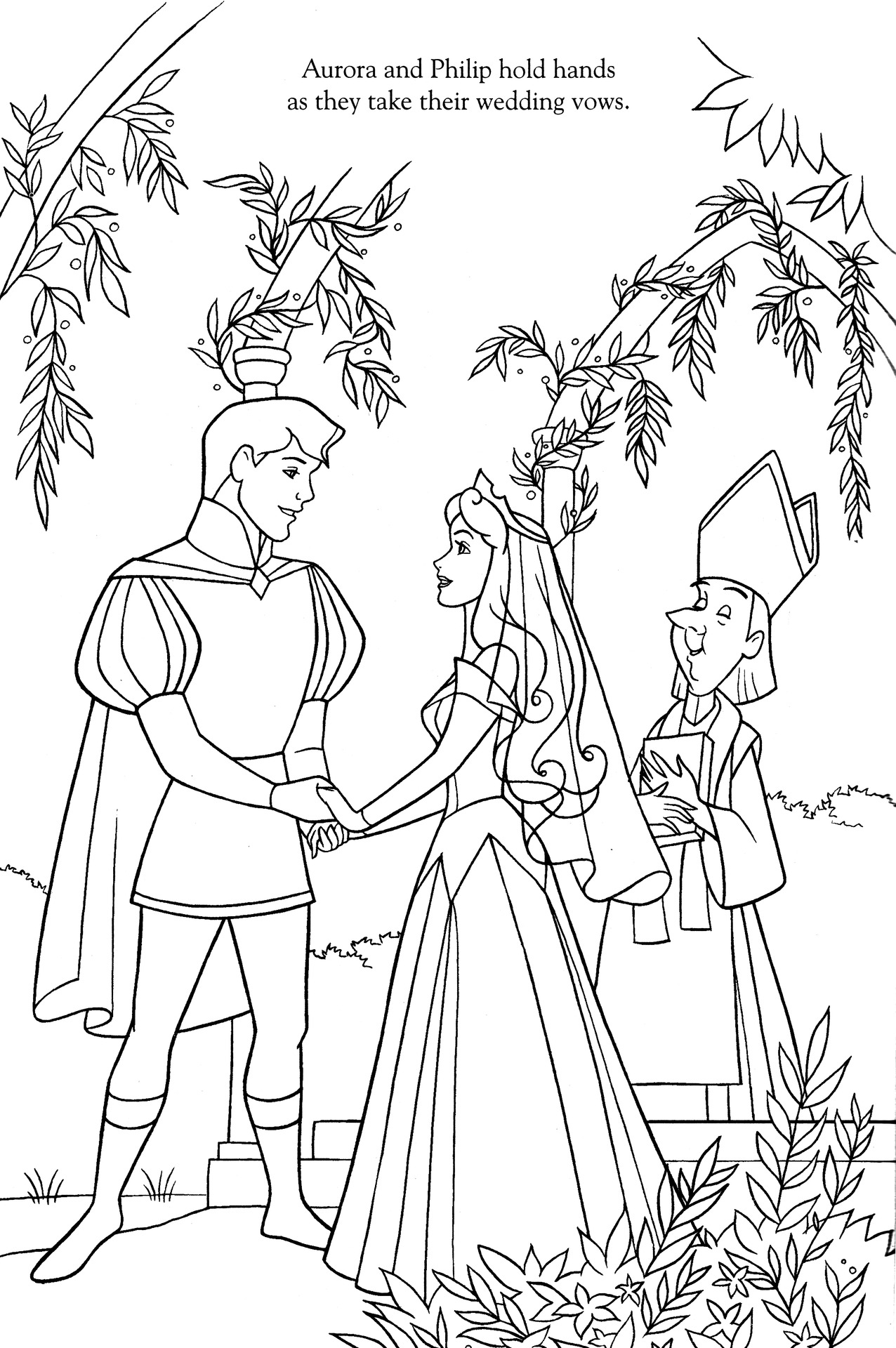 Aurora e Filippo sposi disegni da colorare gratis