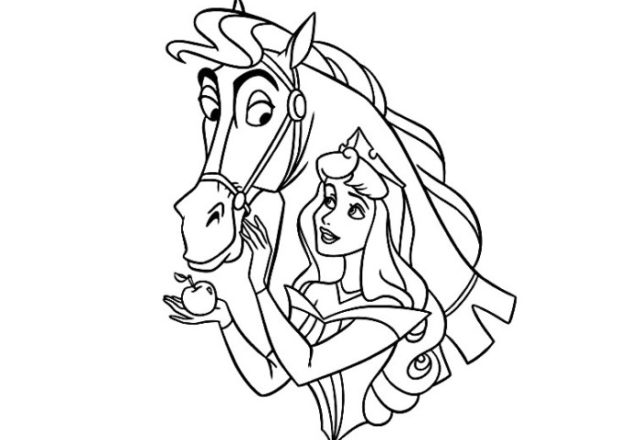 Aurora e cavallo disegni da colorare gratis