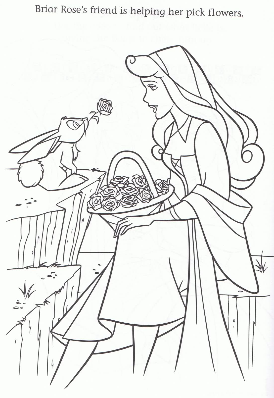 Aurora e il coniglio disegni da colorare gratis