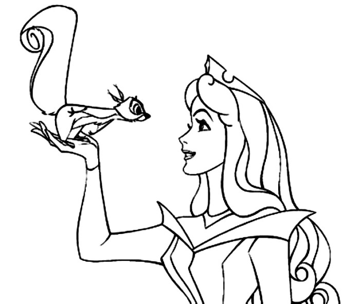 Aurora e scoiattolo disegni da colorare gratis