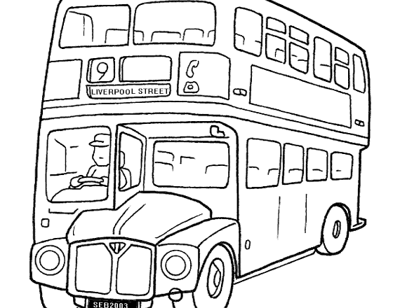 Autobus a due piani inglese da colorare