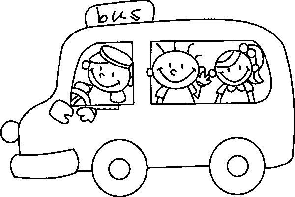 Autobus con i bambini disegno da colorare