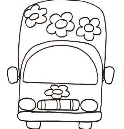 Autobus con i fiori disegno da stampare