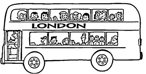 Autobus in viaggio per Londra da colorare