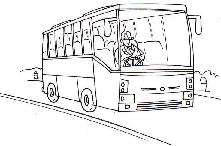 Autobus in viaggio sull’ autostrada da colorare