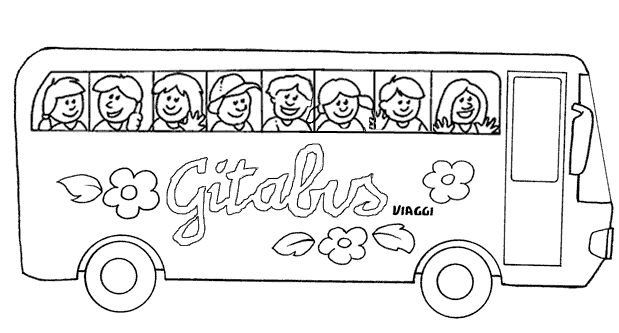 Autobus viaggio ragazzi da colorare