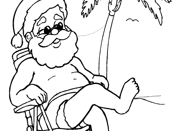 Babbo Natale al mare disegno da colorare gratis