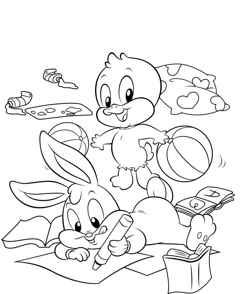 Baby Bugs Bunny e Daffy Duck disegni da colorare gratis