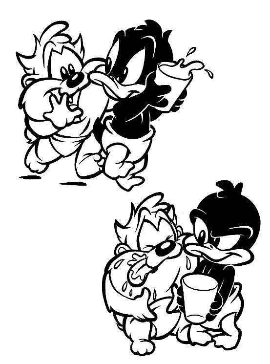 Baby Duffy Duck e Taz disegni da colorare gratis